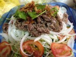 salad rau mầm trộn thịt bò